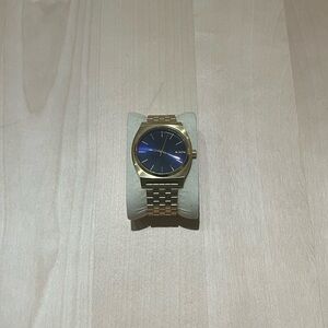 Nixon Time Teller A045 100m Water Resistant Watch - 37mm - Gold/Blue Face